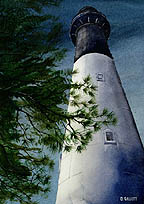 doug gillette painting of hunting island lighthouse